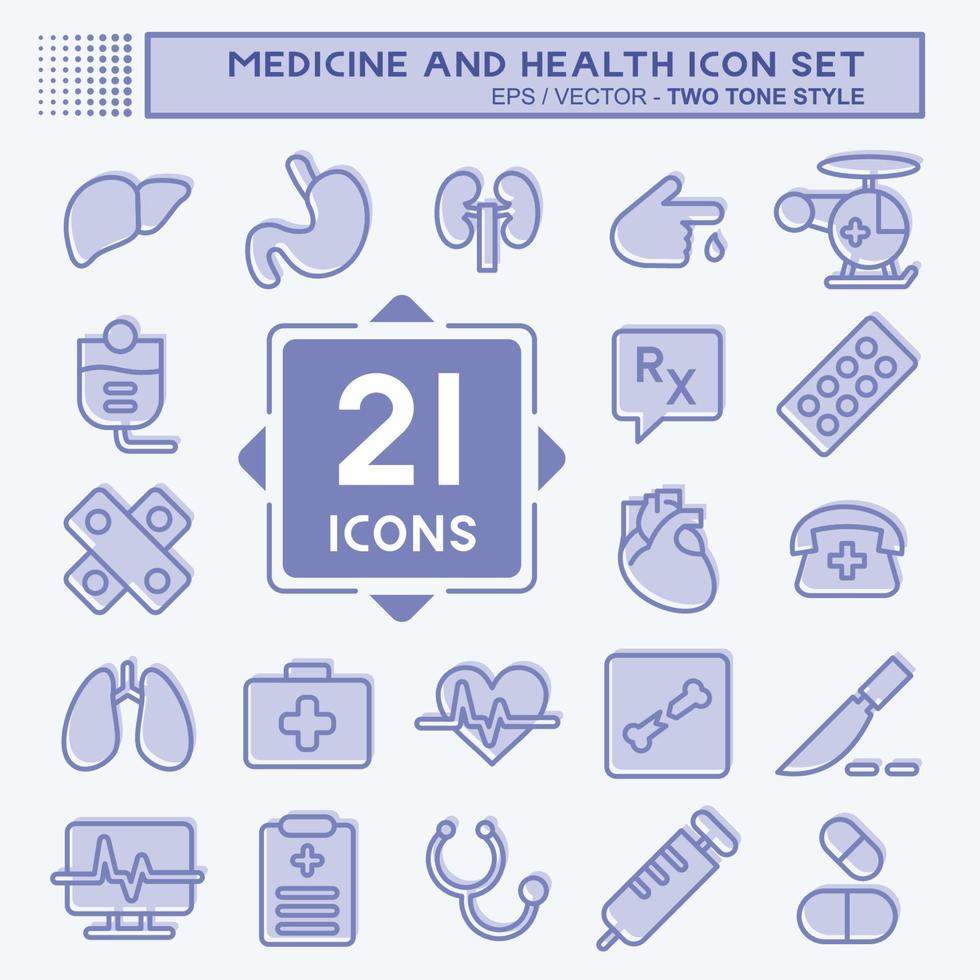 Icon Set Medicine and Health. suitable for education symbol. two tone style. simple design editable. design template vector. simple illustration vector