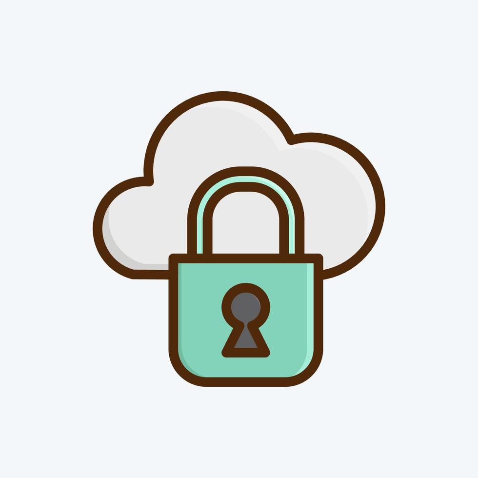 icono de nube privada. adecuado para el símbolo de seguridad. estilo plano diseño simple editable. vector de plantilla de diseño. ilustración sencilla