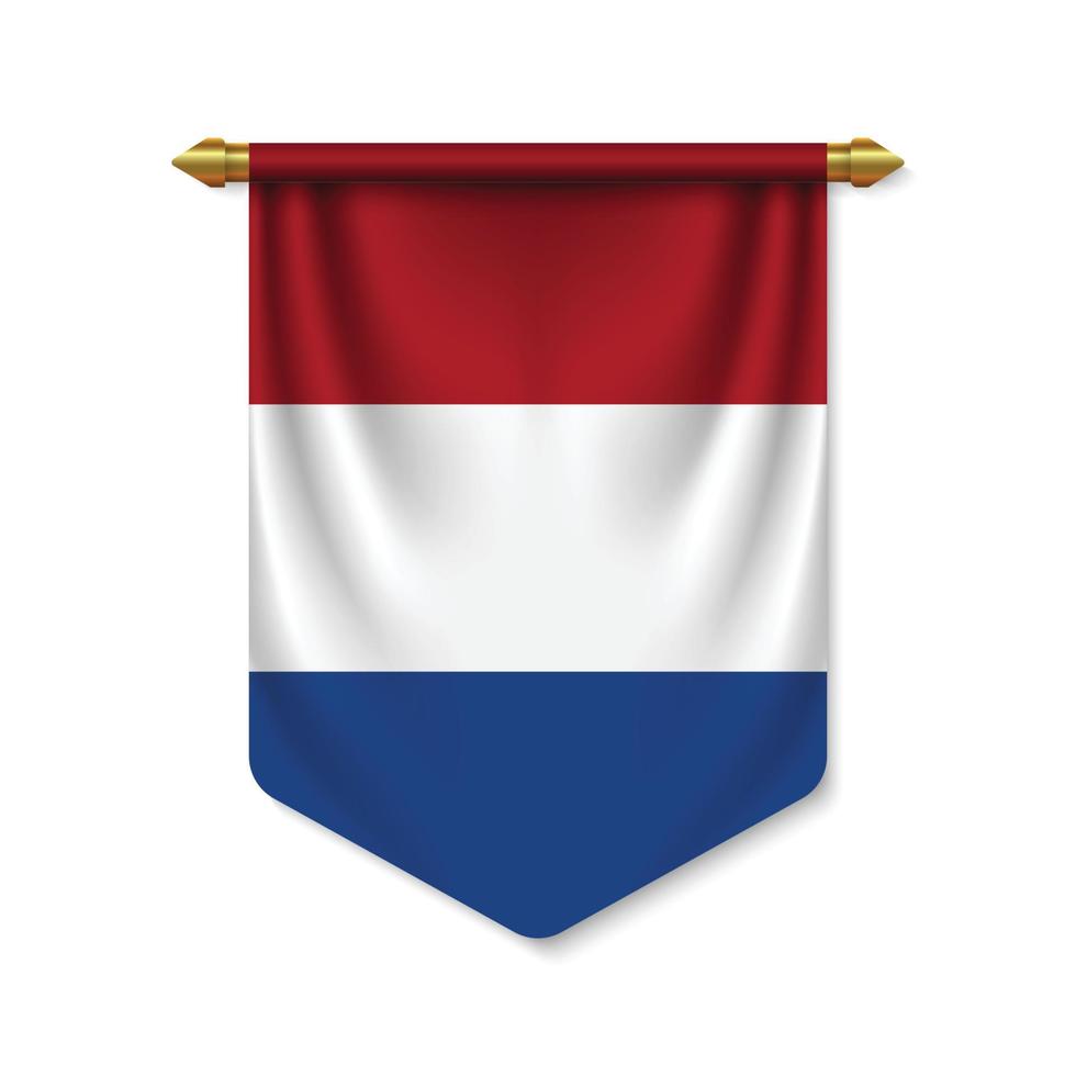 3d realistic pennant with flag vector