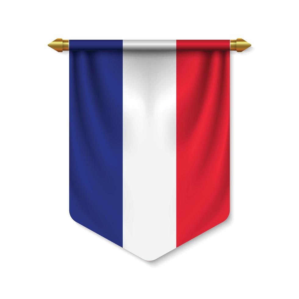 3d realistic pennant with flag vector