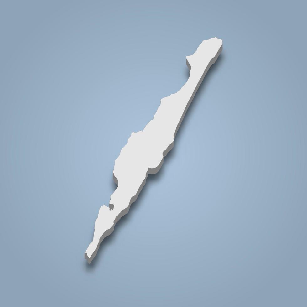 3d isometric map of Ile Sainte-Marie is an island in Madagascar vector