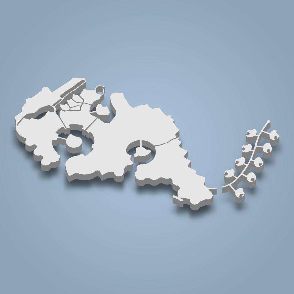 3d isometric map of The Pearl-Qatar is an artificial island in Qatar vector