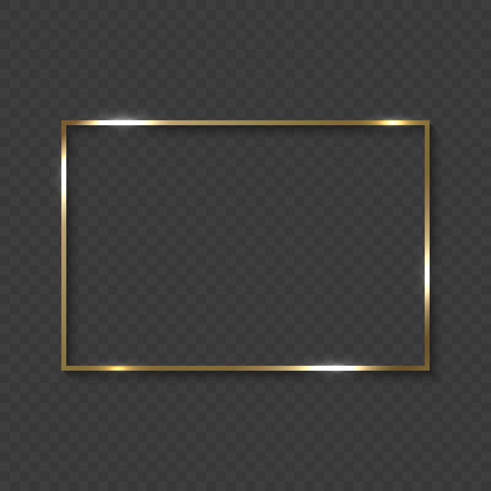 Gold frame with shiny borders vector
