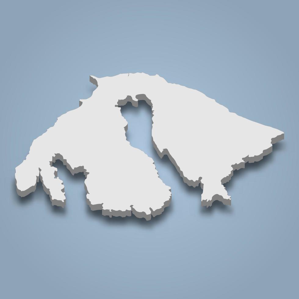 3d isometric map of Orcas is an island in San Juan Islands, Washington vector