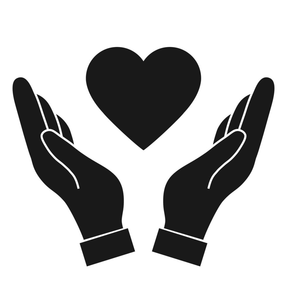 Heart in hand icon vector