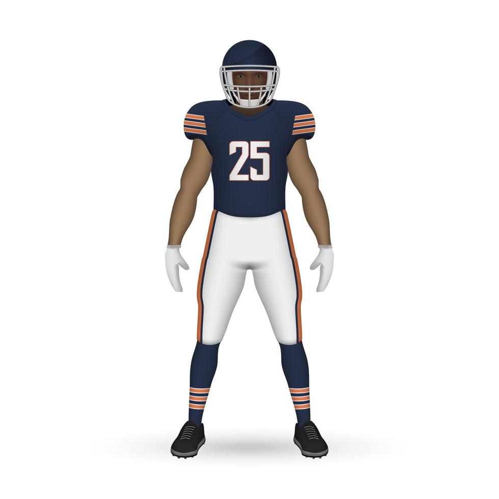 3D realistic American football player vector