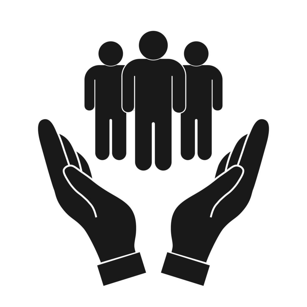 Safe people in hand. vector