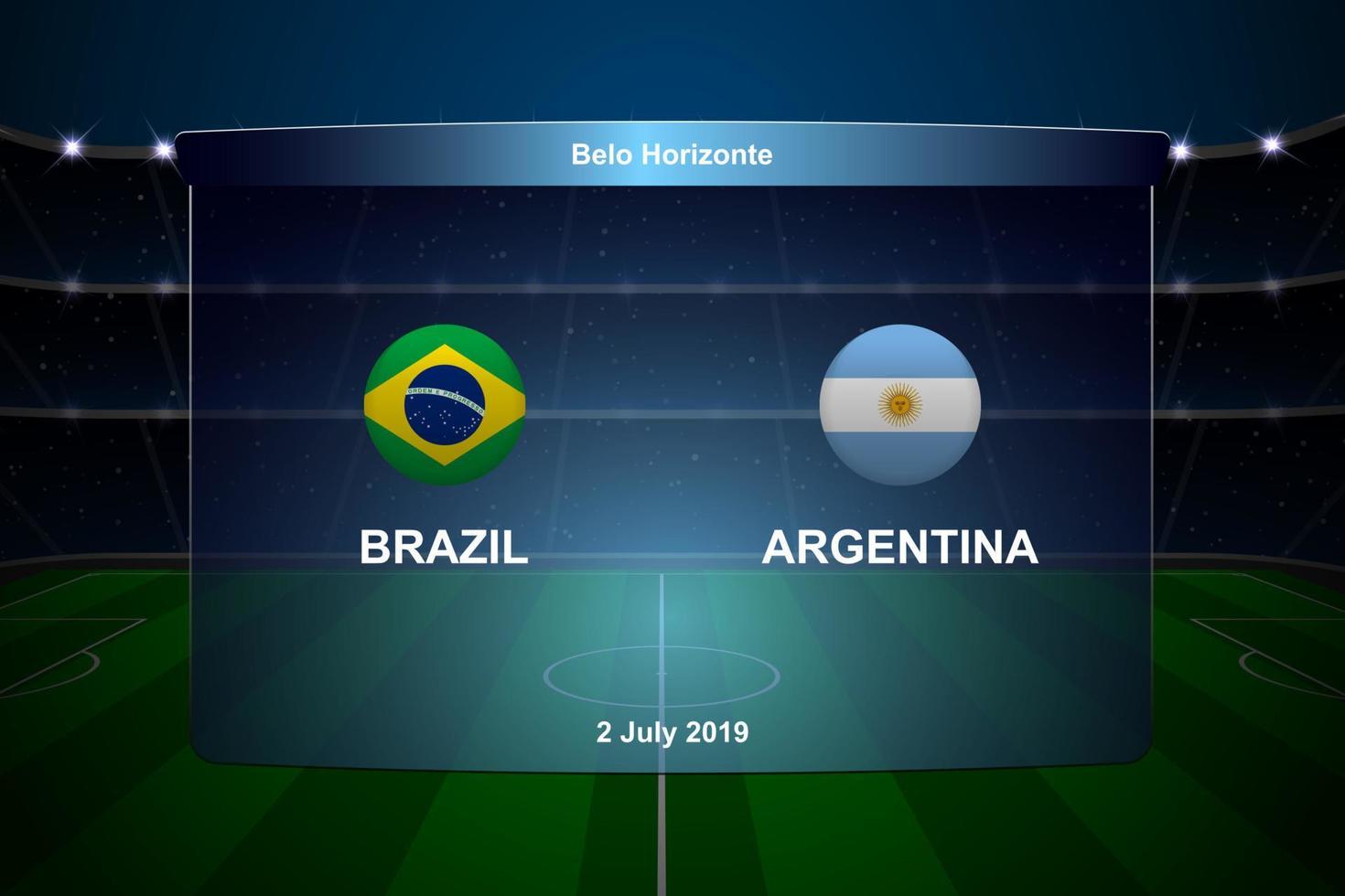 Brazil vs Argentina football scoreboard vector