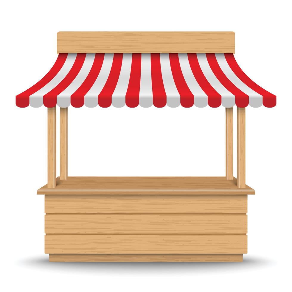 Wooden market stand stall vector
