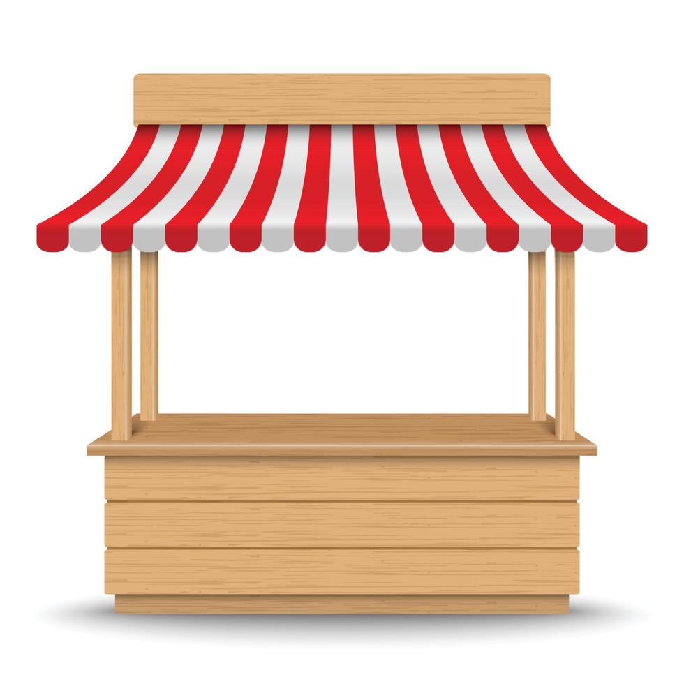 Wooden market stand stall vector