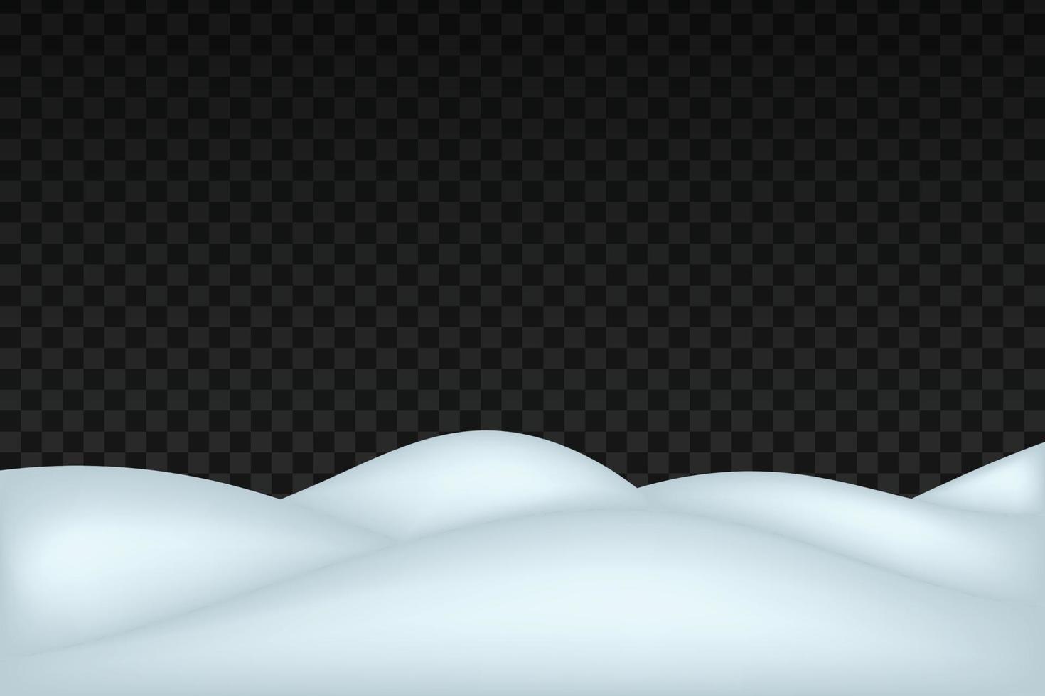 paisaje de nieve aislado sobre fondo transparente oscuro. vector