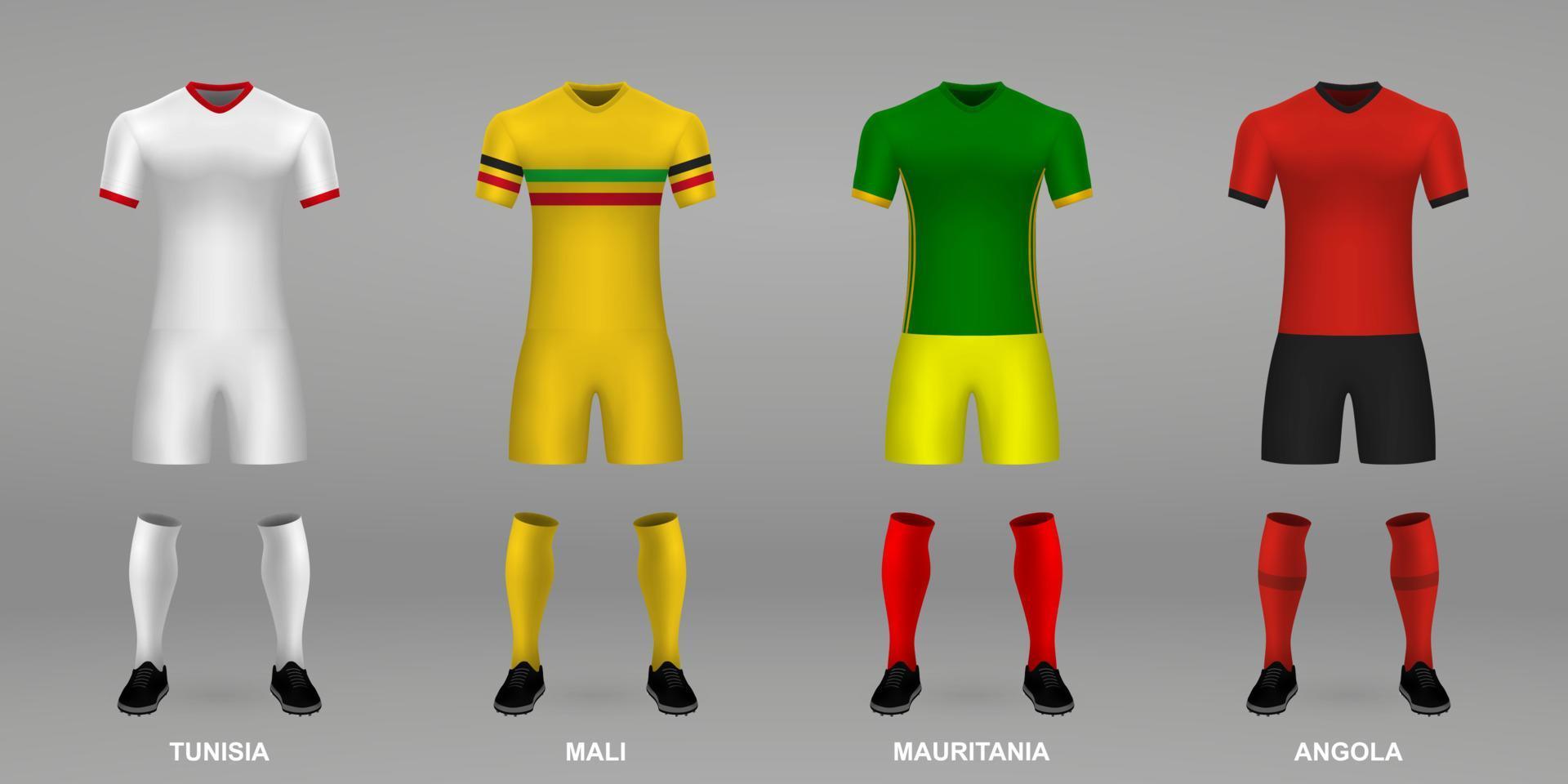 conjunto de kits de fútbol realistas, vector