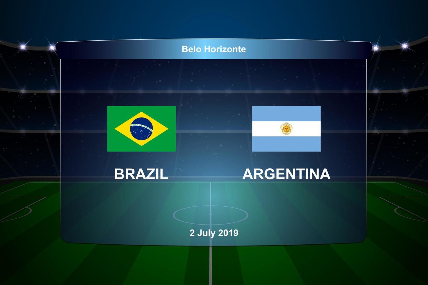 Brazil vs Argentina football scoreboard vector