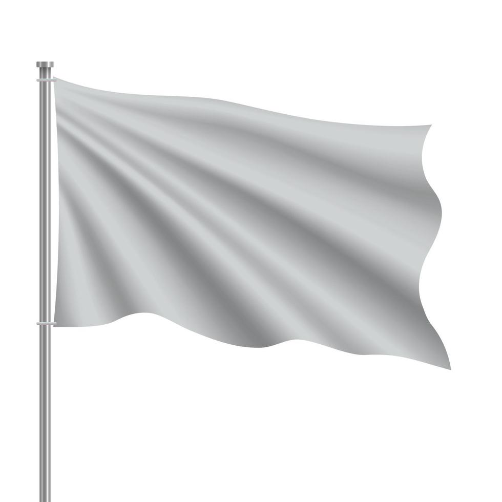 Waving blank flag on flagpole vector