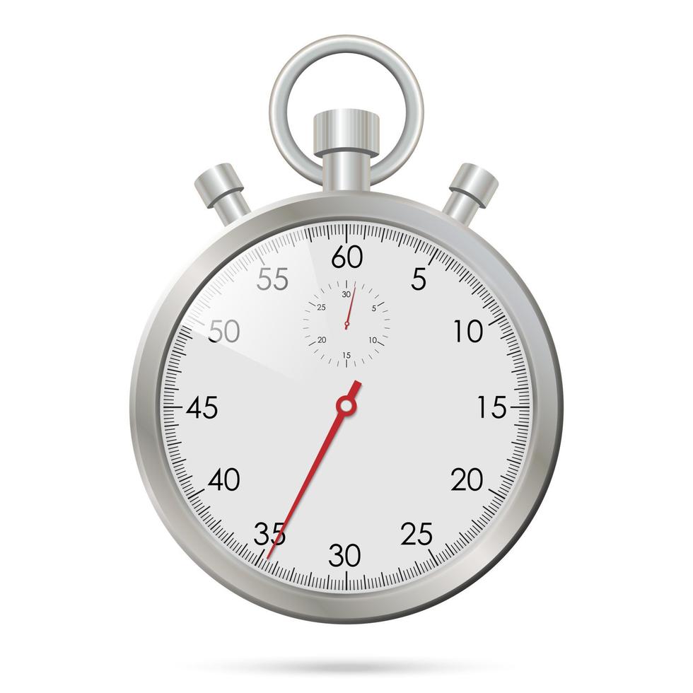 Silver realistic stopwatch vector