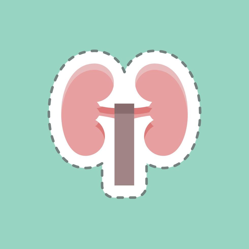 Sticker line cut Kidney. suitable for education symbol. simple design editable. design template vector. simple illustration vector