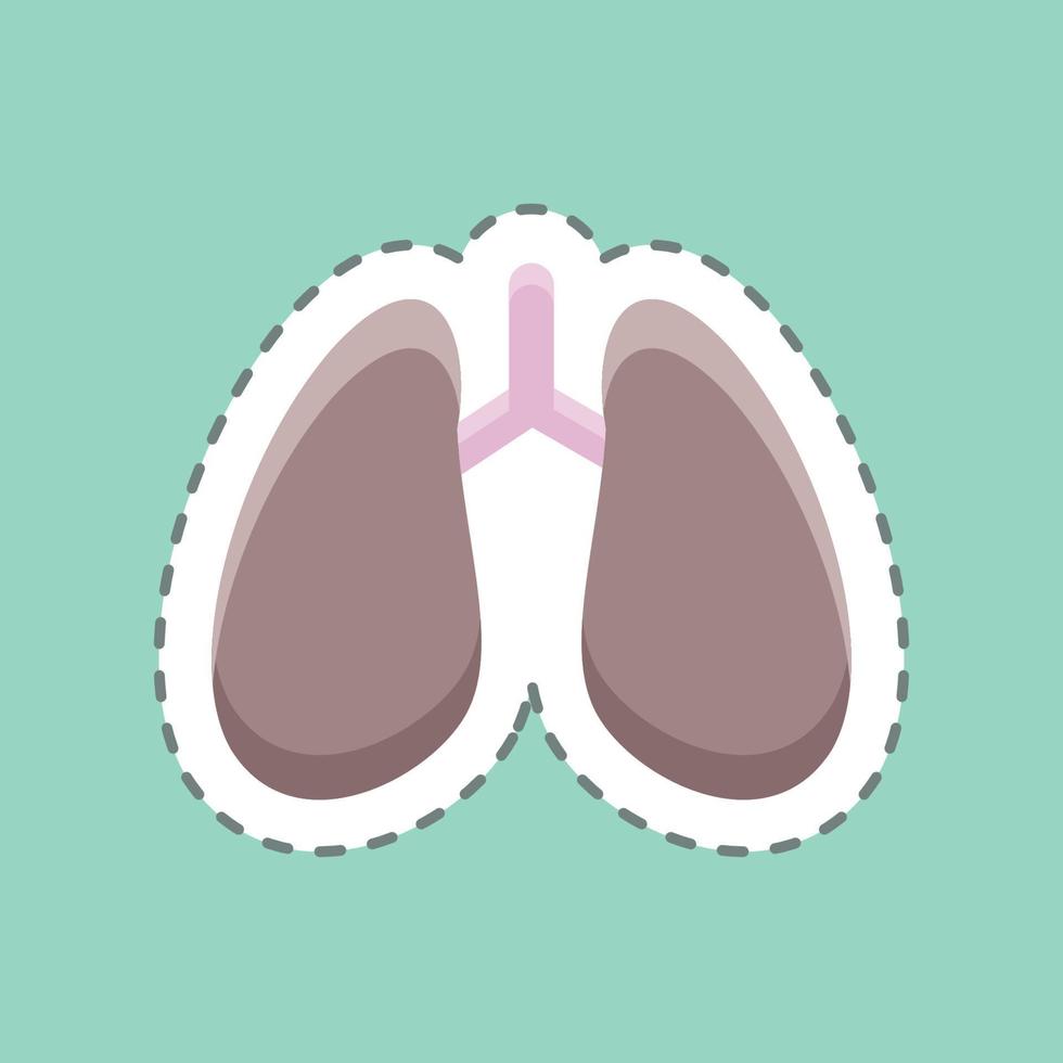 pegatina línea corte pulmones. adecuado para el símbolo de la educación. diseño simple editable. vector de plantilla de diseño. ilustración sencilla