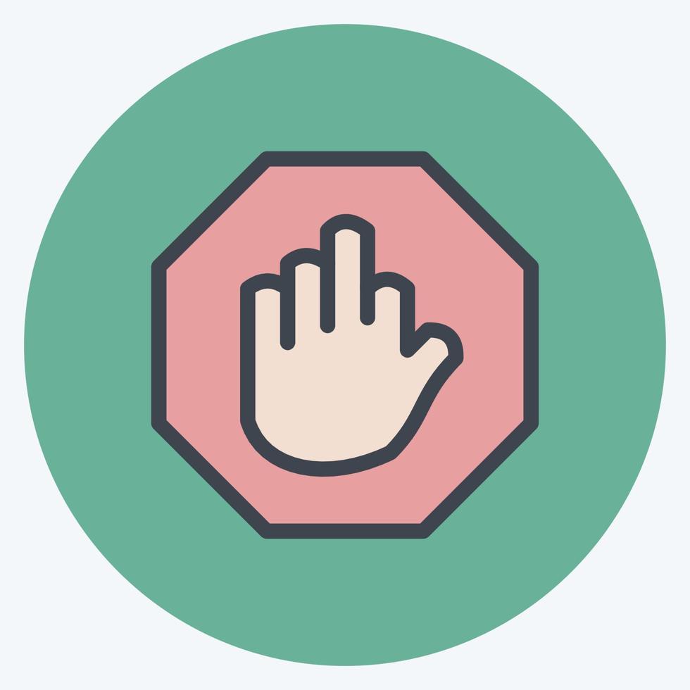Icon Stop Hand. suitable for building symbol. color mate style. simple design editable. design template vector. simple illustration vector