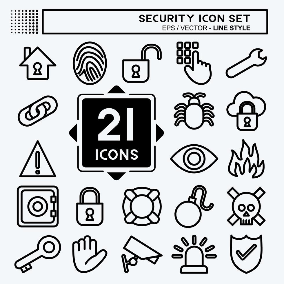 Icon Set Security. suitable for education symbol. line style. simple design editable. design template vector. simple illustration vector