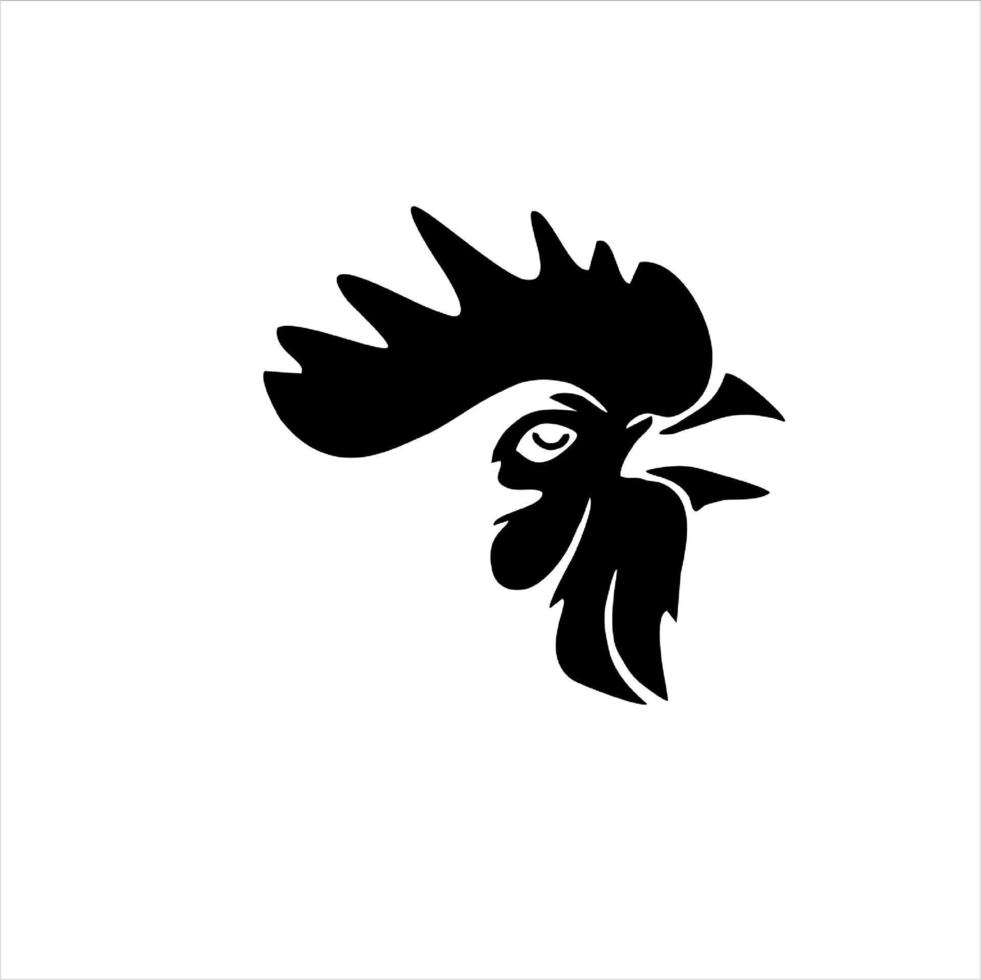 vector,icono,logo silueta de una cabeza de pollo sobre un fondo blanco. vector