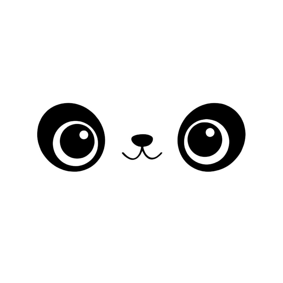 silueta vectorial, icono y logotipo de una nariz de panda y ojos sobre un fondo blanco. vector