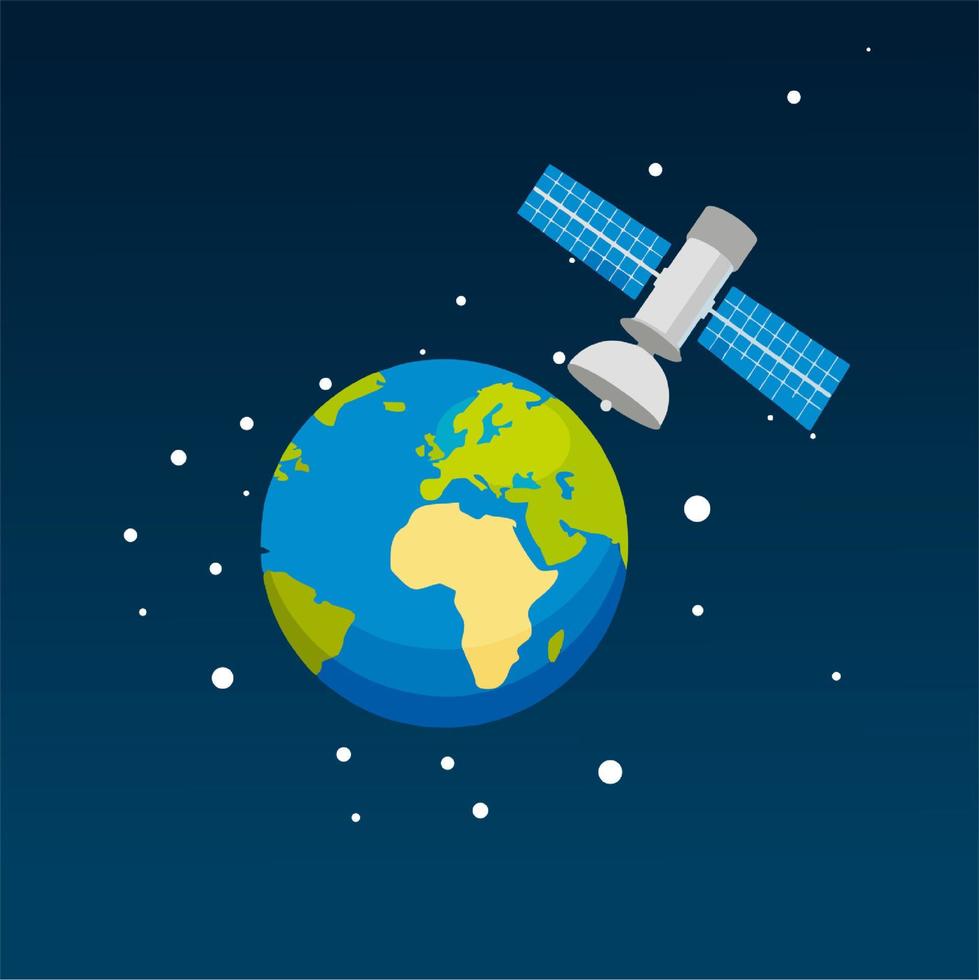 satellite and earth colored vector. vector