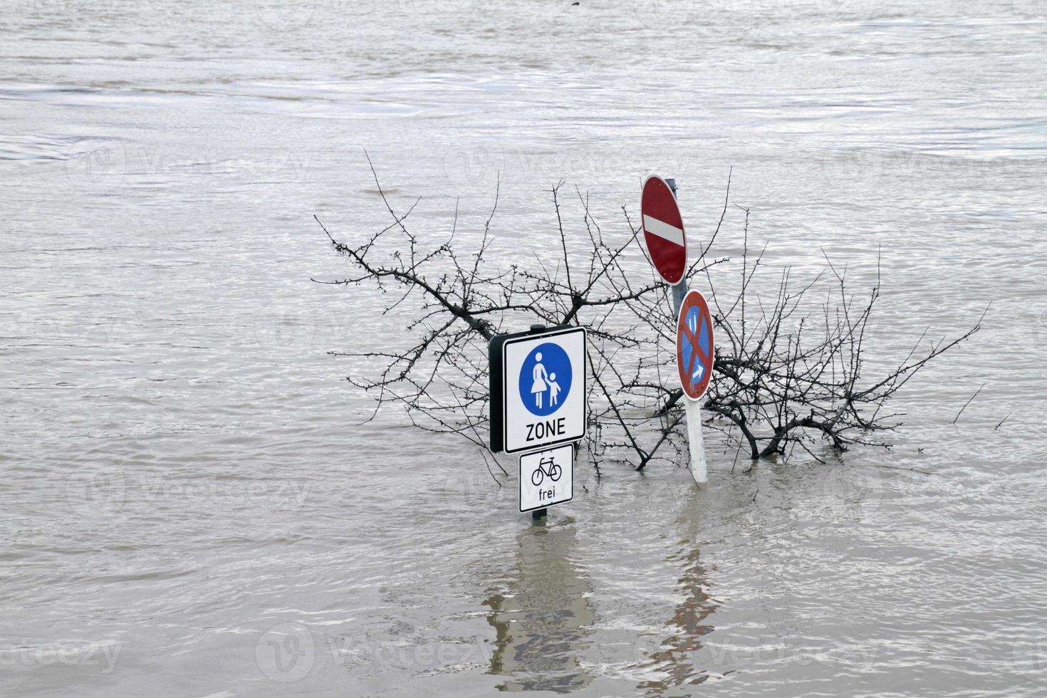 Extreme weather - Flooded pedestrian zone in Cologne, Germany photo