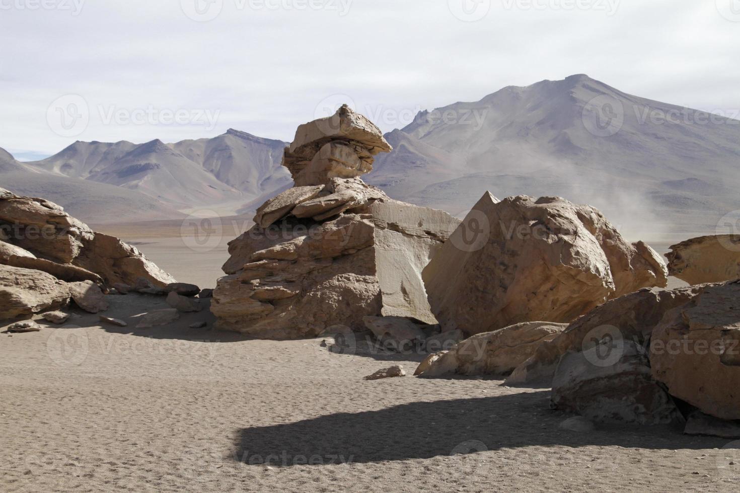 Rugged spectacular landscape in Salar de Uyuni, Bolivia photo