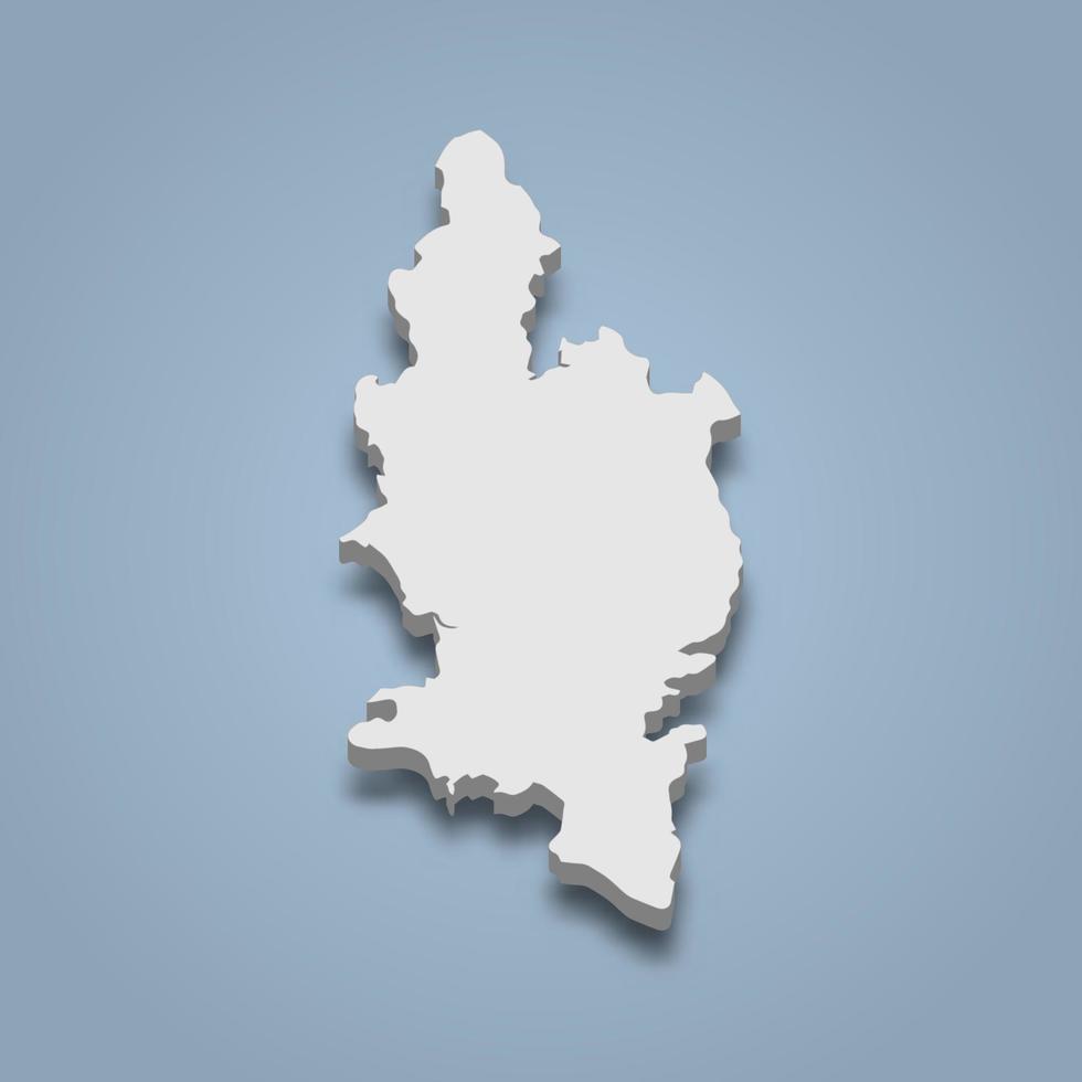 Mapa isométrico 3d de ko kut es una isla en tailandia vector