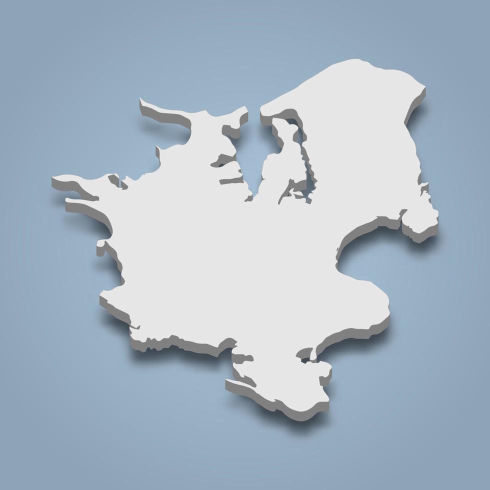 3d isometric map of Zealand is an island in Denmark vector