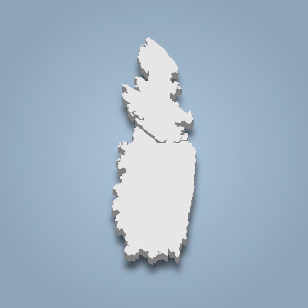 3d isometric map of Karmoy is an island in Norway vector