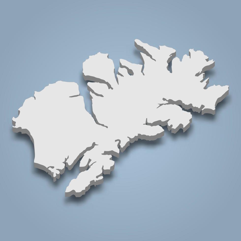 3d isometric map of Kodiak is an island in Alaska vector