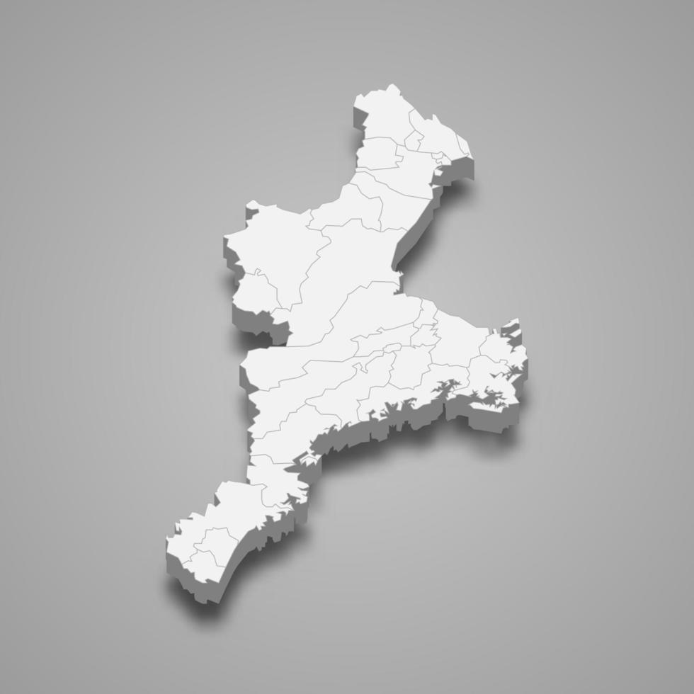 3d map prefecture of Japan Template for your design vector