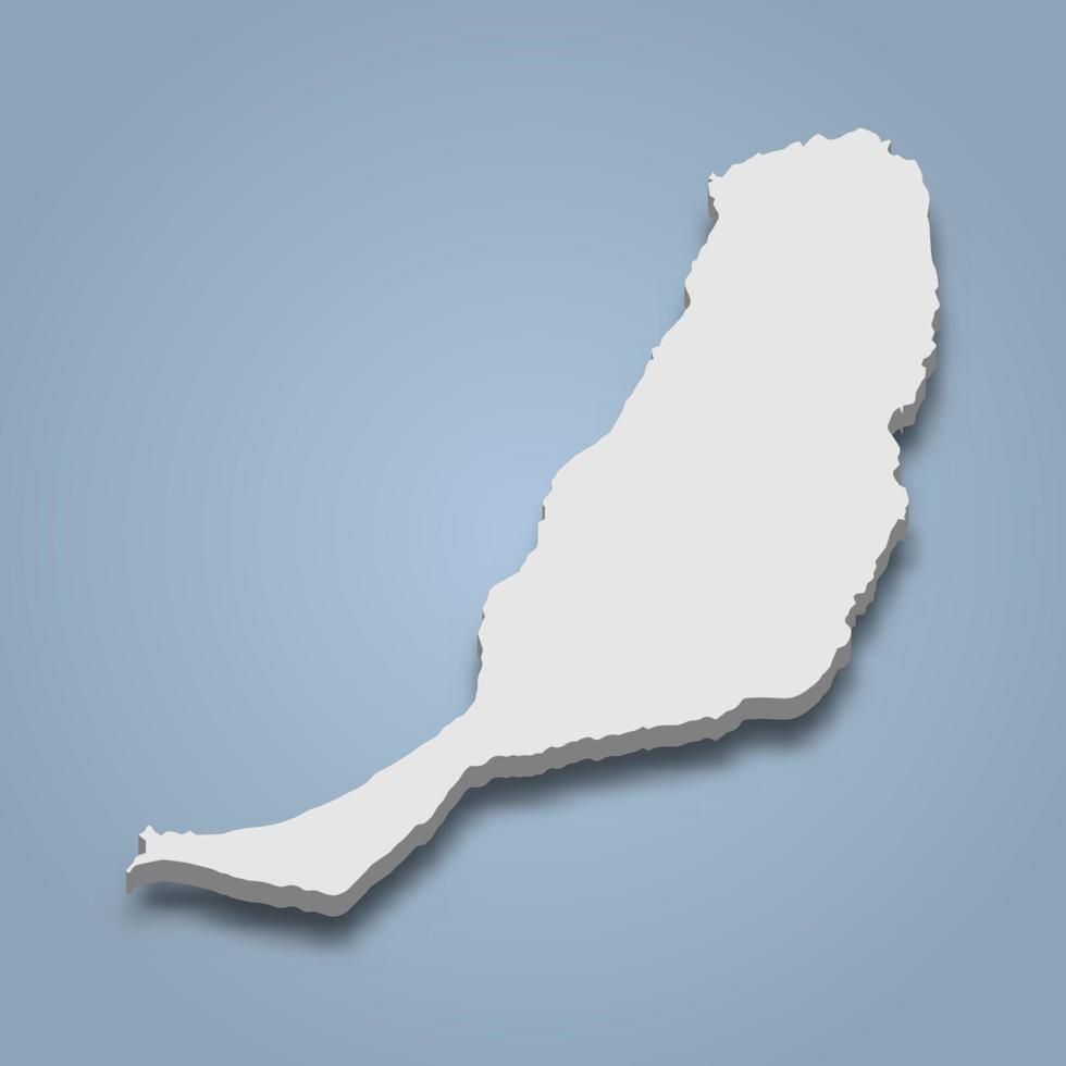 Mapa isométrico 3d de fuerteventura es una isla en islas canarias vector