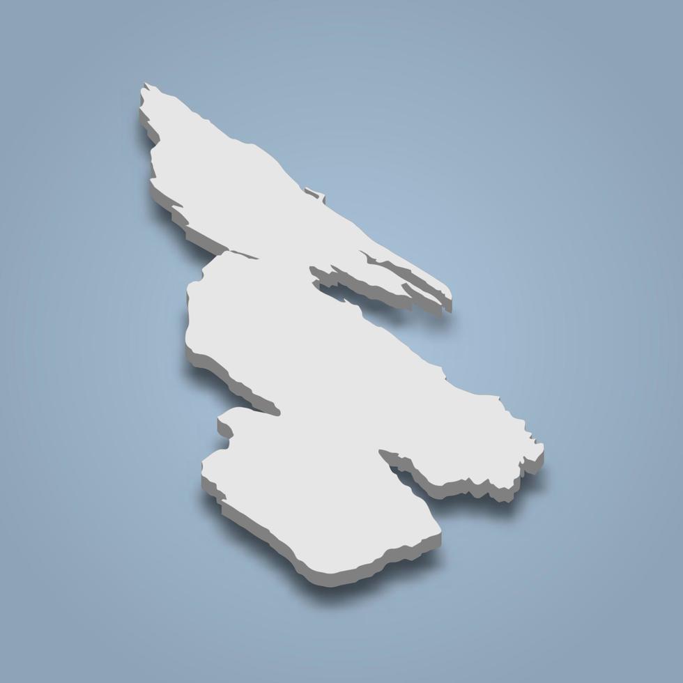 3d isometric map of Salt Spring is an island in Canada vector