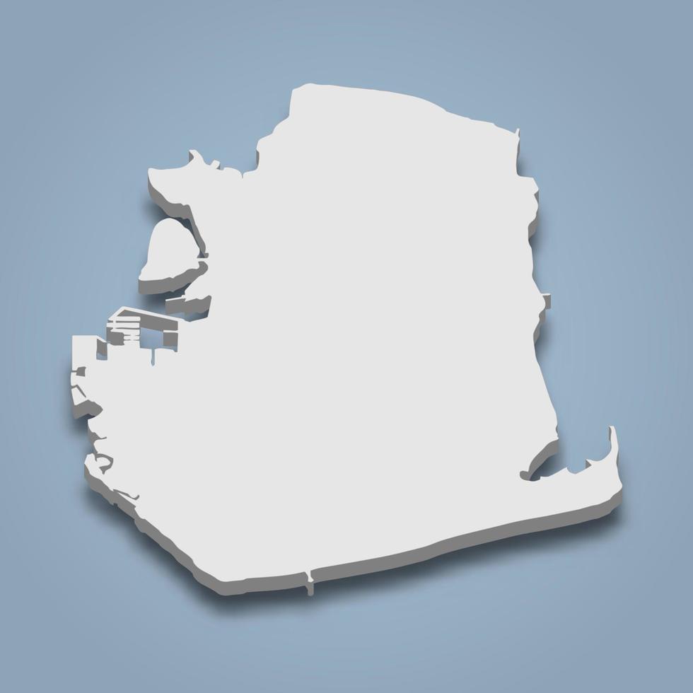El mapa isométrico 3d de la isla portsea es una isla en el reino unido vector