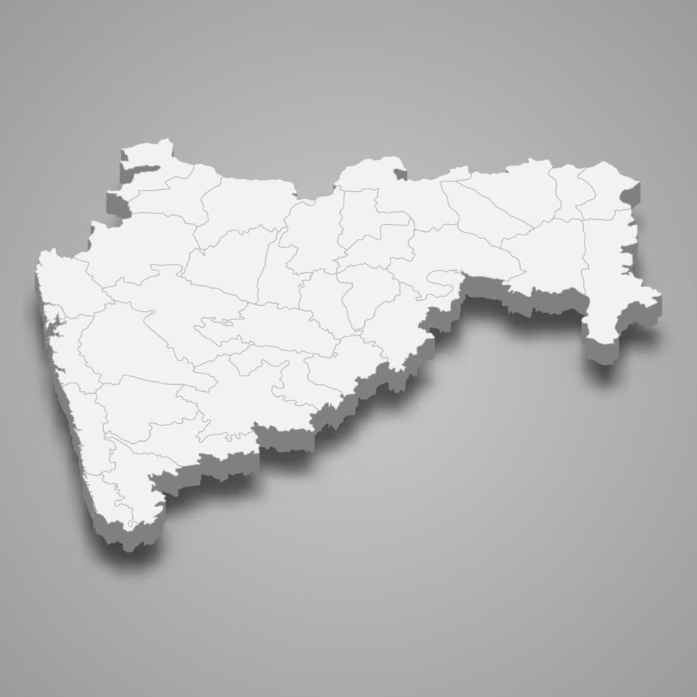 3d map state of India vector