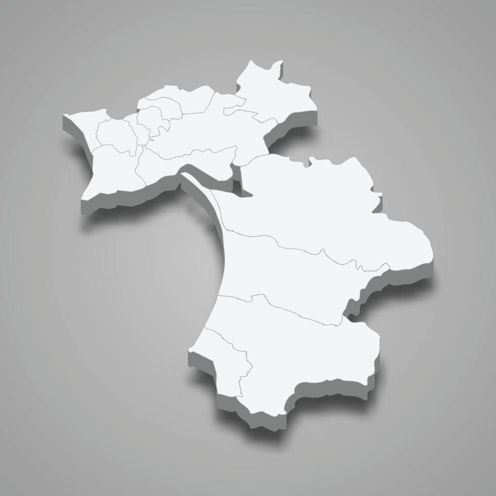 3d isometric map of Setubal is a district of Portugal vector