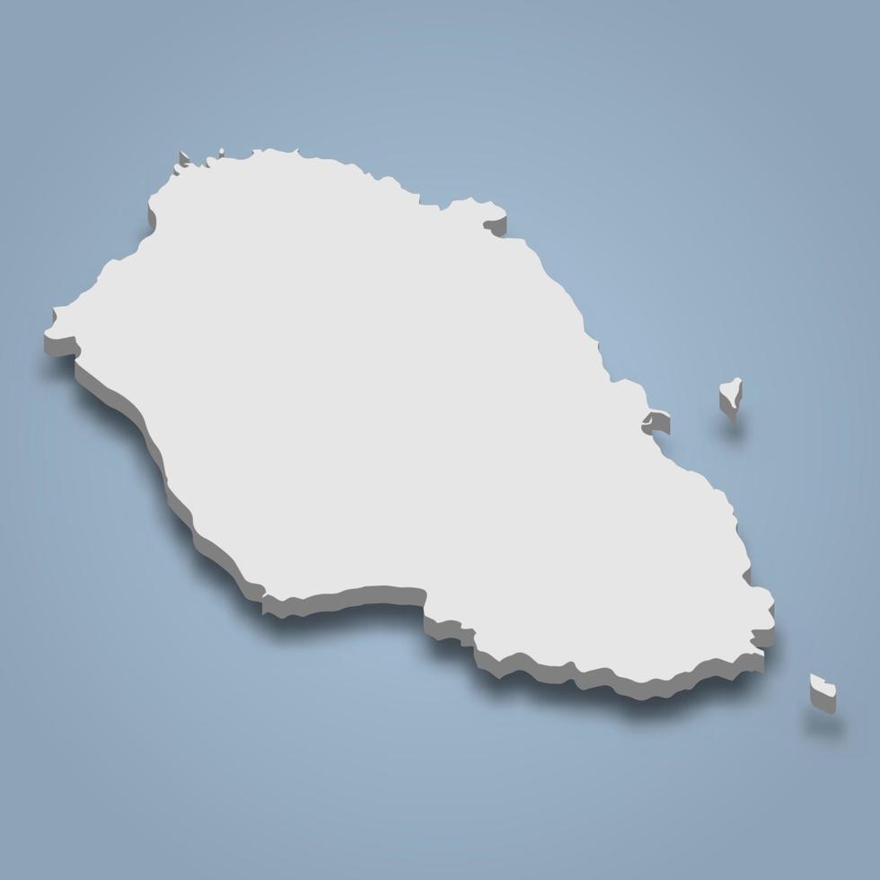 El mapa isométrico 3d de graciosa es una isla en las islas azores, vector
