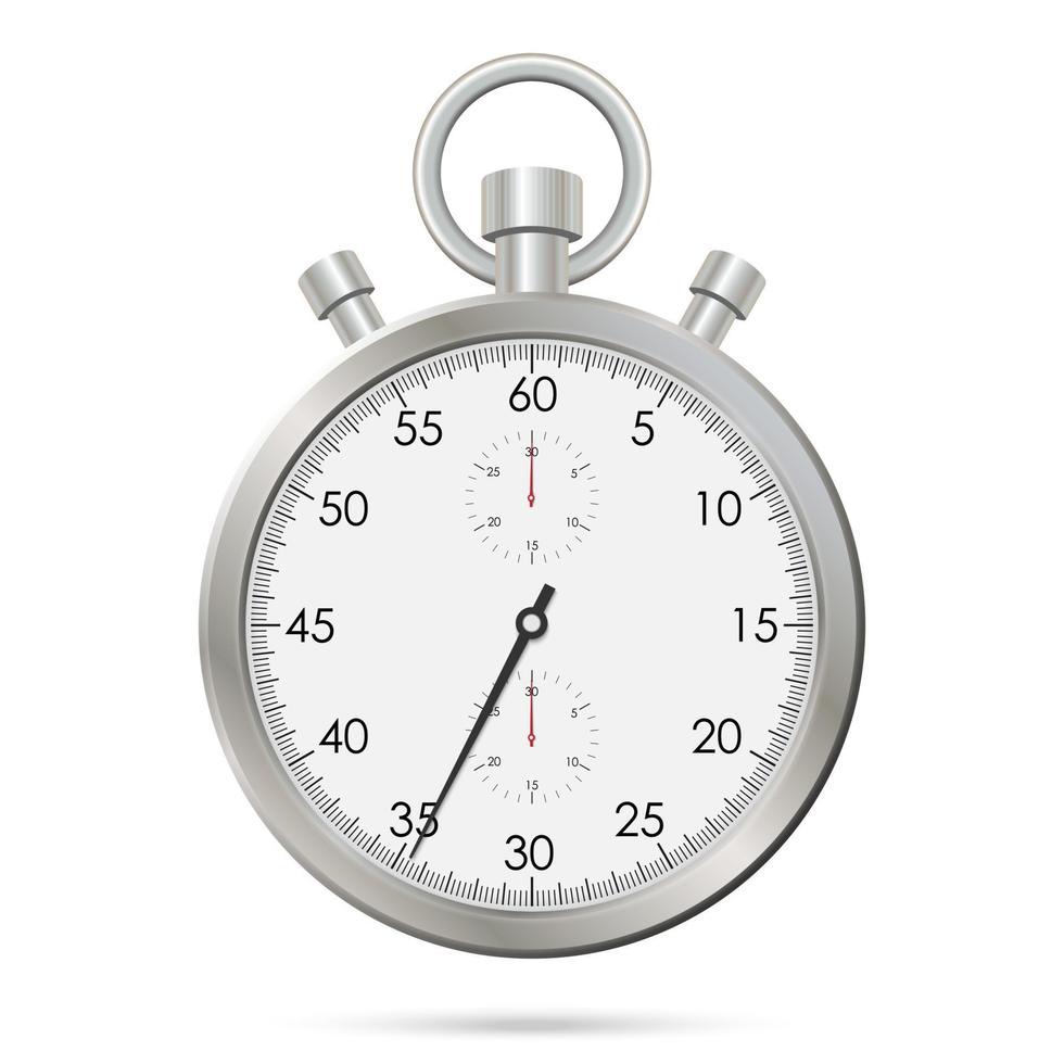 Silver realistic stopwatch vector