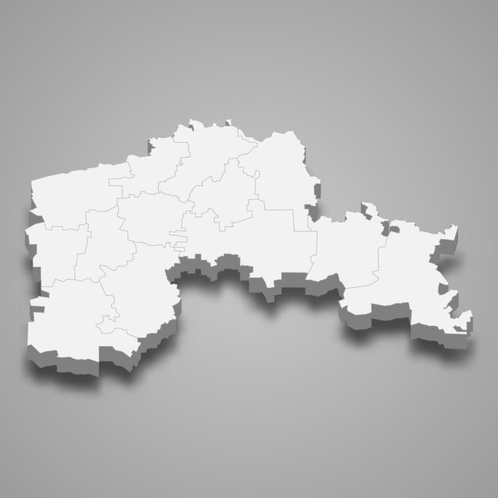 El mapa isométrico 3d del oblast del norte de kazajstán es una región de kazajstán vector