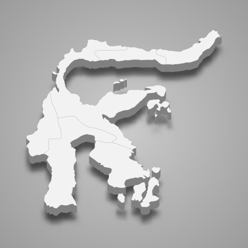 3d isometric map of Sulawesi is a island of Indonesia vector