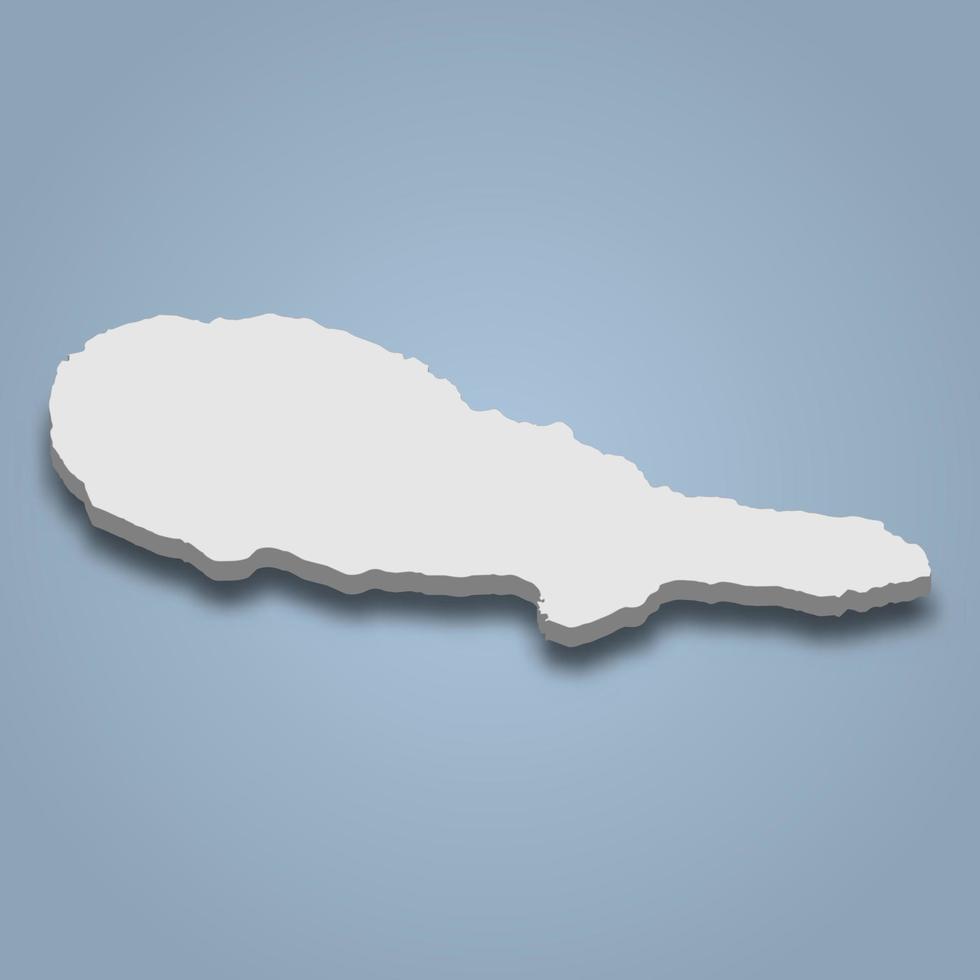 3d isometric map of Pico is an island in Azores islands, vector