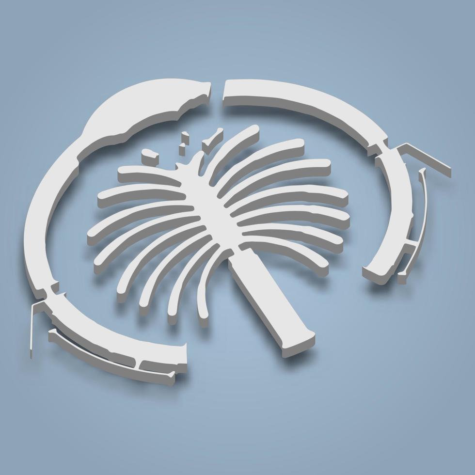 3d isometric map of Palm Jebel Ali is an artificial island in Dubai, United Arab Emirates vector