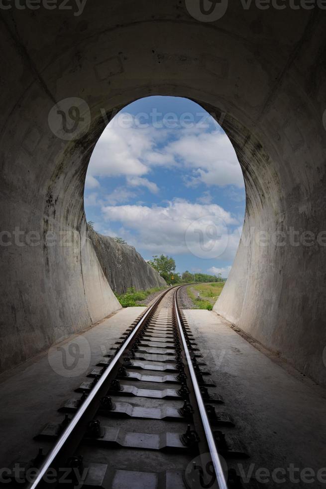 Railroad in Tunnel with Exit to Outside photo