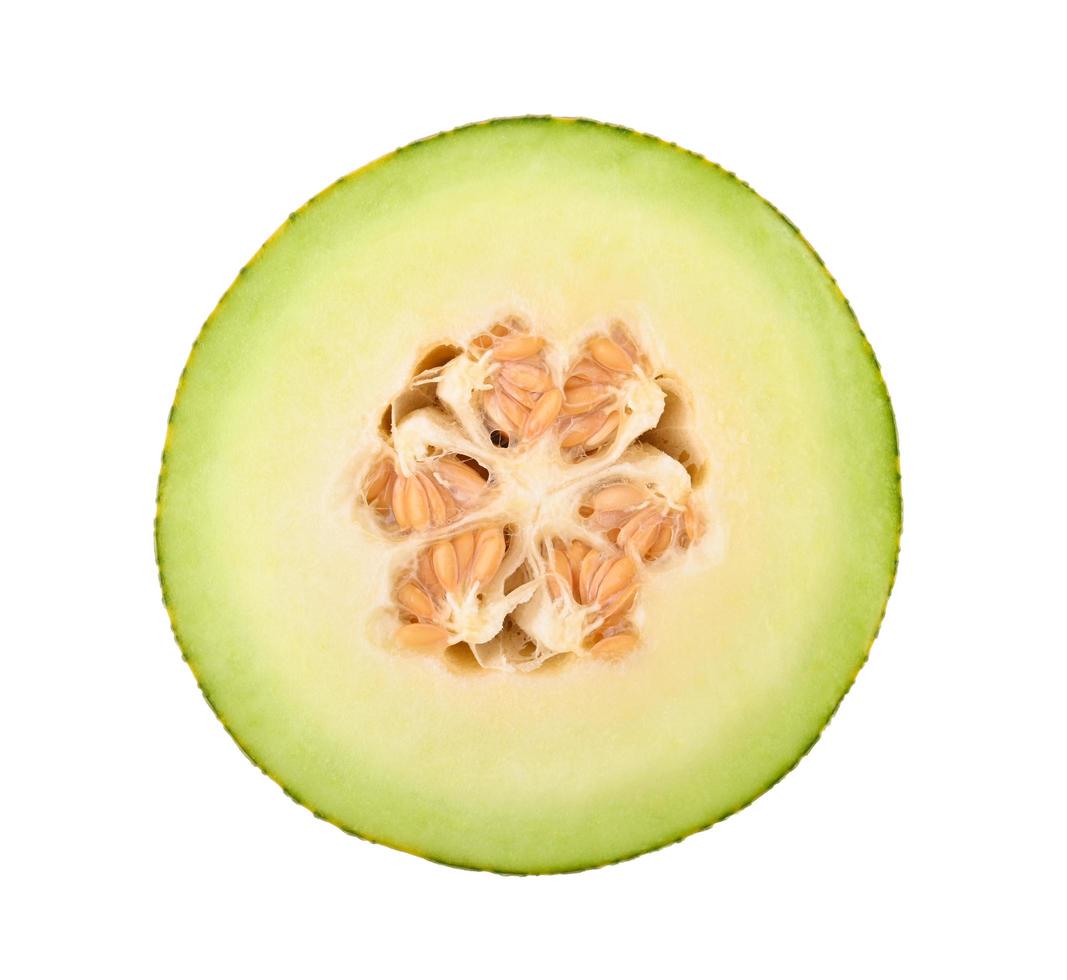 Melón cantalupo aislado sobre fondo blanco. foto