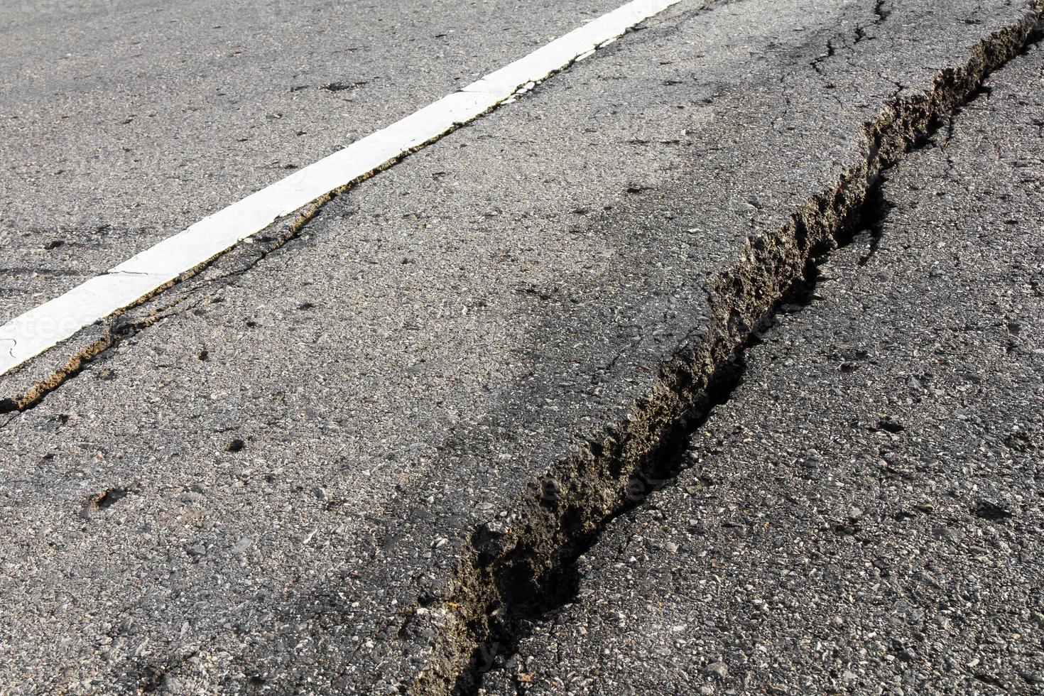 Wet asphalt cracks photo