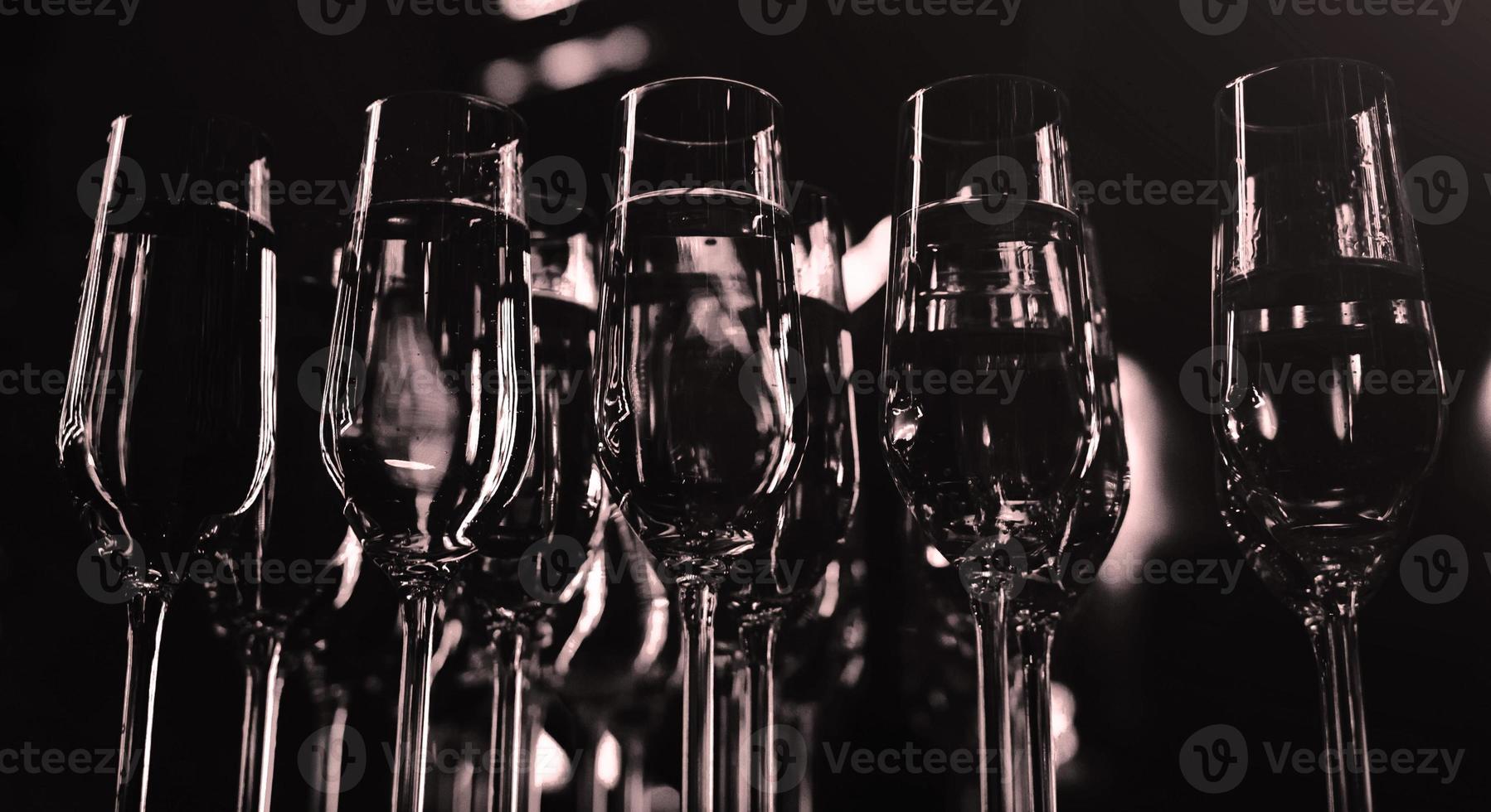 glowing clean wine glasses photo