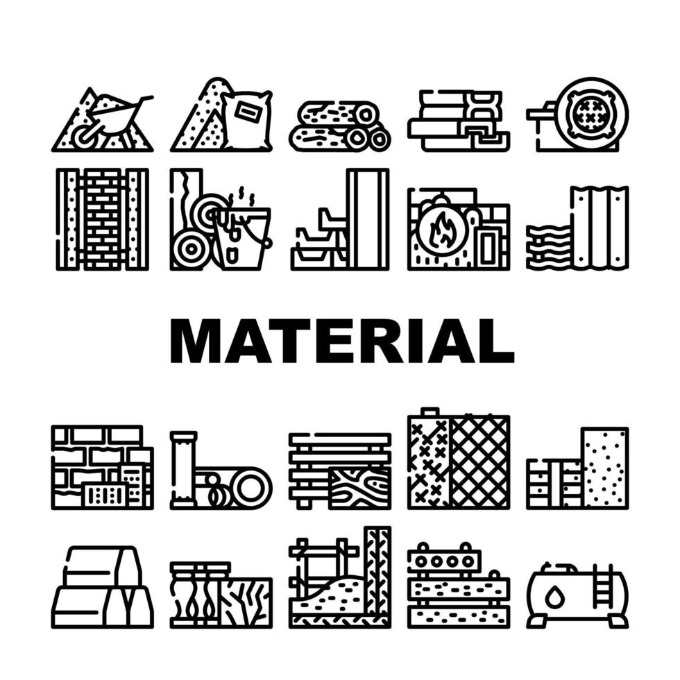 conjunto de iconos de colección de material de construcción vector