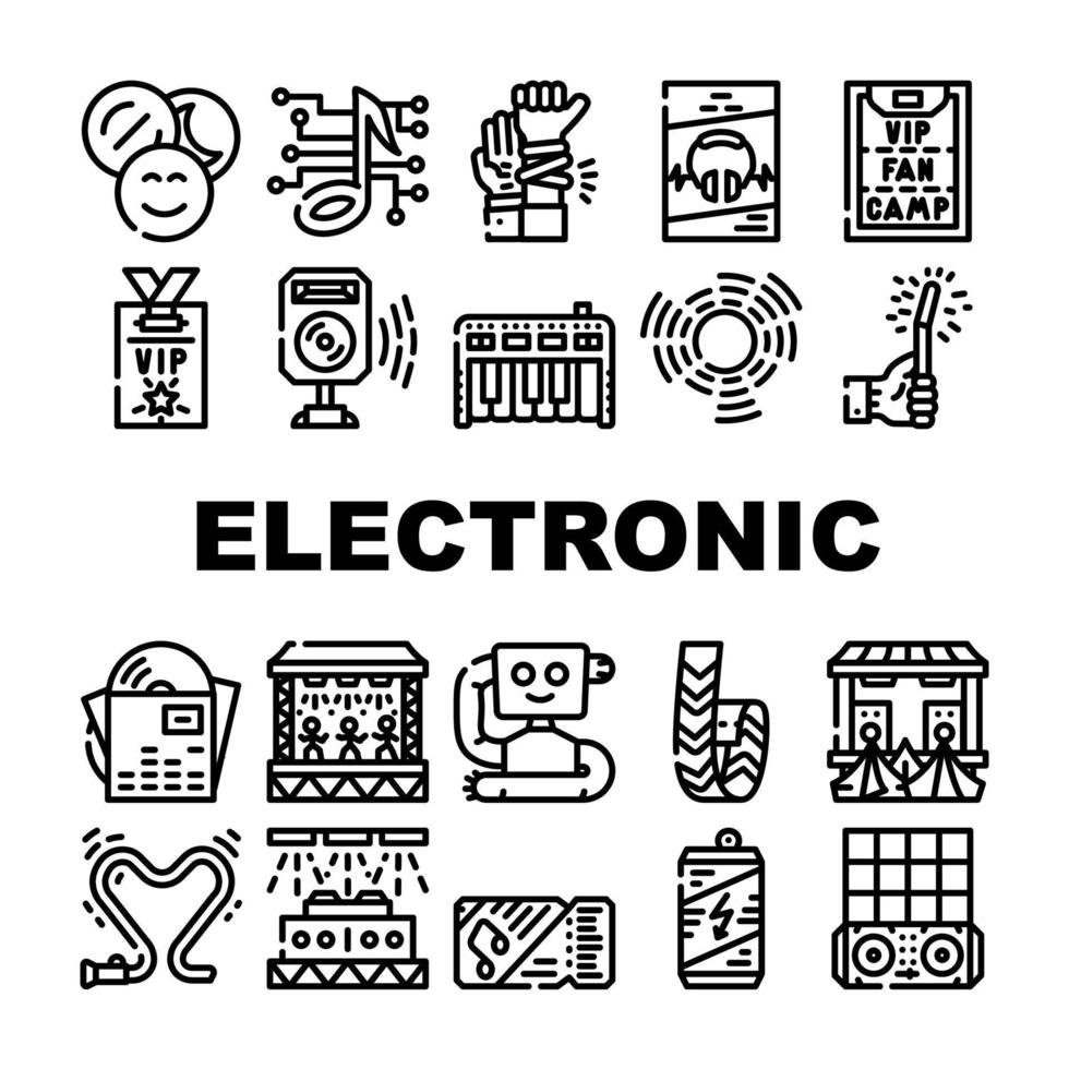 Electronic Dance Music Collection Icons Set Vector